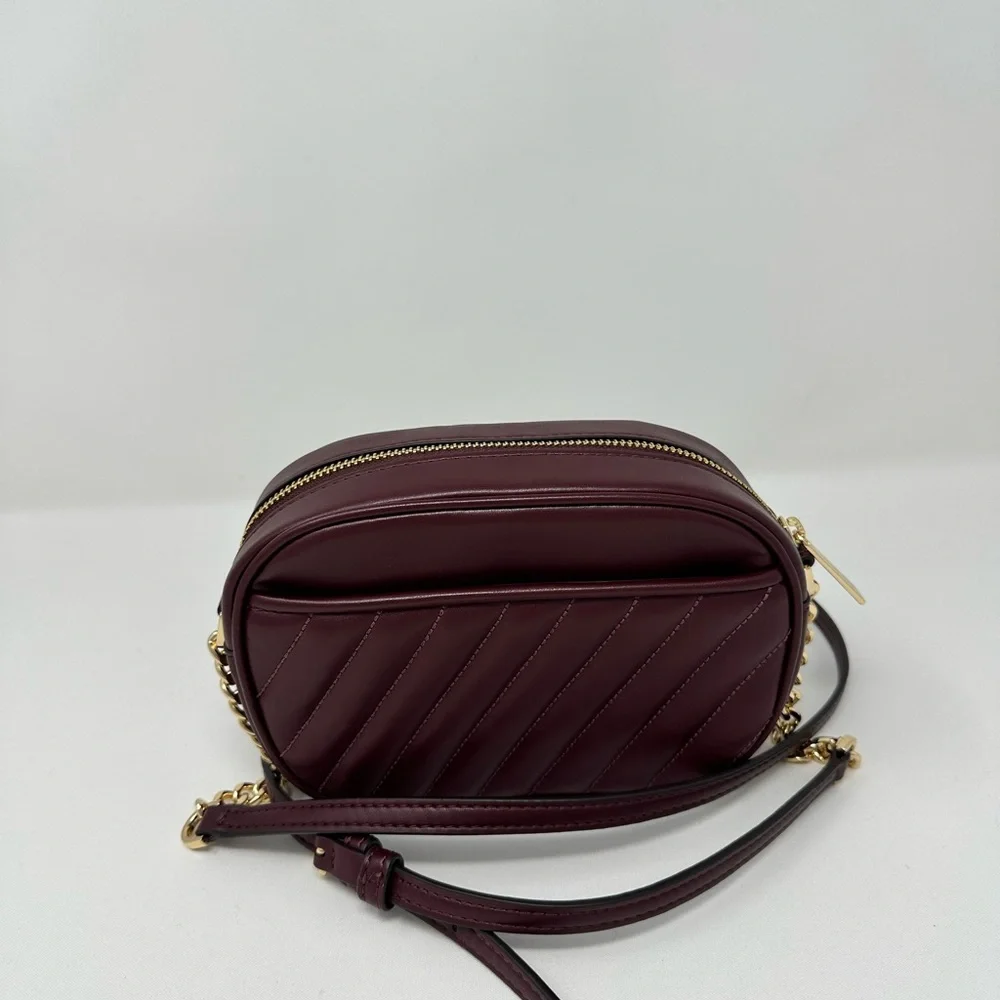 Michael Kors Rose small‎ quilted crossbody Bag with Gold Chain in Merlot